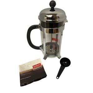 Bodum Chambord French Press Coffee Maker 34 Oz Stainless Steel & Glass With Scoo